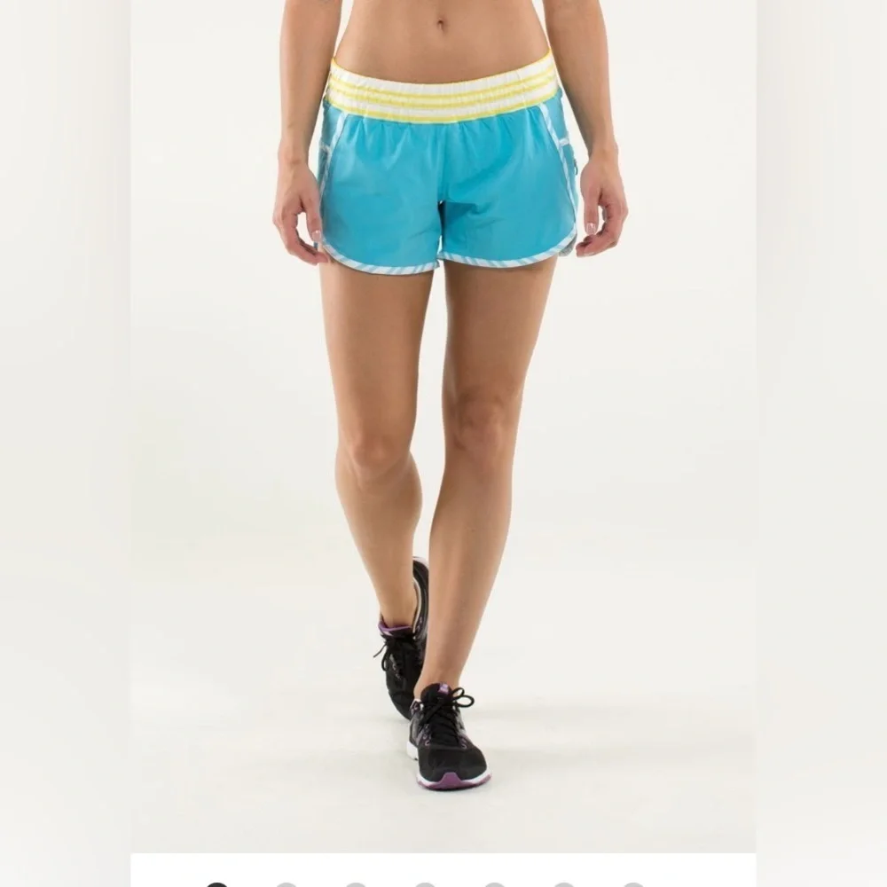 Lululemon Run: Track Attack Short in Spry Blue / Twin Stripe Spry Blue